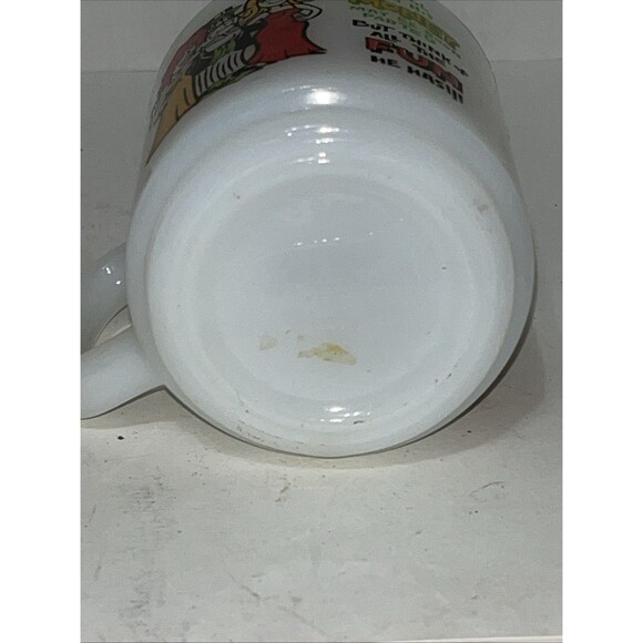 Set Of 2 Vintage Glasbake Milk Glass Coffee Tea Mugs Humor Funny Graphic 10 Oz - Picture 10 of 10